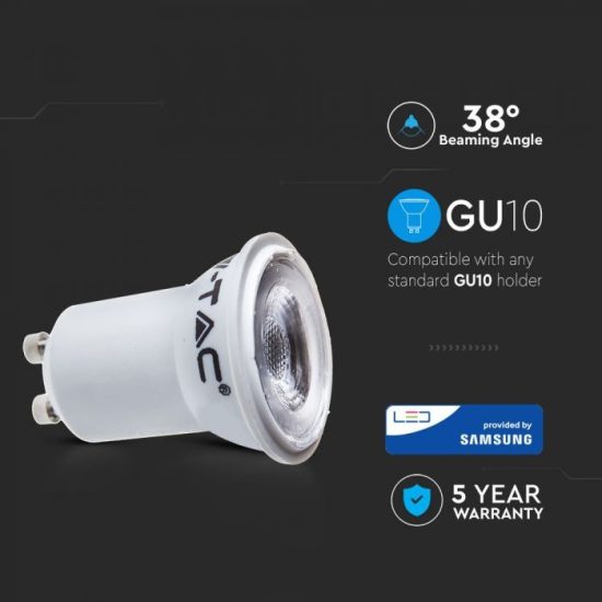 V-TAC LED SPOT / GU10 / 2W / 38° / 3000K - meleg fehér / 180lumen / Samsung chip / VT-232 869