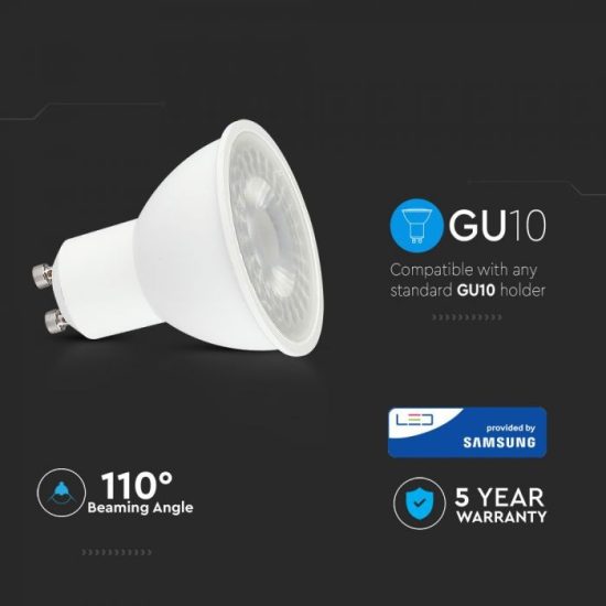 V-TAC LED SPOT / GU10 / 8W / 110° / 4000K - nappali fehér / 720lumen / Samsung chip / VT-292 873