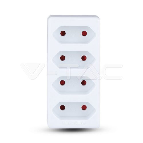 4 Hálózati elosztó 10A 250V fehér színű (V-TAC)
