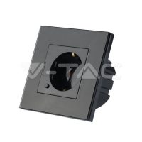Smart wifis Fekete EU konnektor üveg panel 16A - 8797 V-TAC