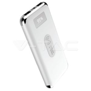   Power bank vezeték nélküli töltéssel fehér 10000 mAh - 8854 V-TAC