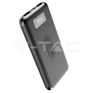   Power bank vezeték nélküli töltéssel fekete 10000 mAh - 8855 V-TAC