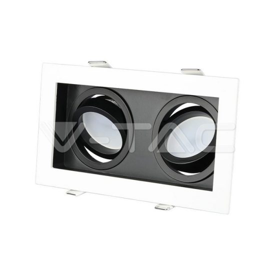 V-TAC LED SPOT BEÉPÍTŐ KERET / GU10 / 2-foglalat / fehér-fekete / szögletes / billenthető / VT- 886 8877 V-TAC LED SPOT BEÉPÍTŐ KERET / GU10 / 2-foglalat / fehér-fekete / szögletes / billenthető / VT- 886 8877