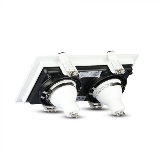 Fehér/fekete szögletes dupla GU10 spotkeret billenthető - 8877 V-TAC