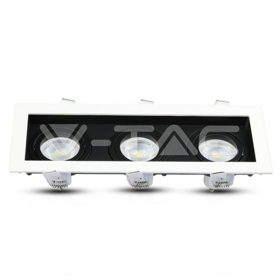 V-TAC LED SPOT BEÉPÍTŐ KERET / GU10 / 3-foglalat / fehér-fekete / szögletes / billenthető / VT- 886 8878 V-TAC LED SPOT BEÉPÍTŐ KERET / GU10 / 3-foglalat / fehér-fekete / szögletes / billenthető / VT- 886 8878