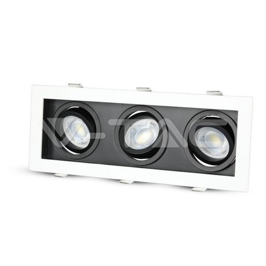 V-TAC LED SPOT BEÉPÍTŐ KERET / GU10 / 3-foglalat / fehér-fekete / szögletes / billenthető / VT- 886 8878 V-TAC LED SPOT BEÉPÍTŐ KERET / GU10 / 3-foglalat / fehér-fekete / szögletes / billenthető / VT- 886 8878