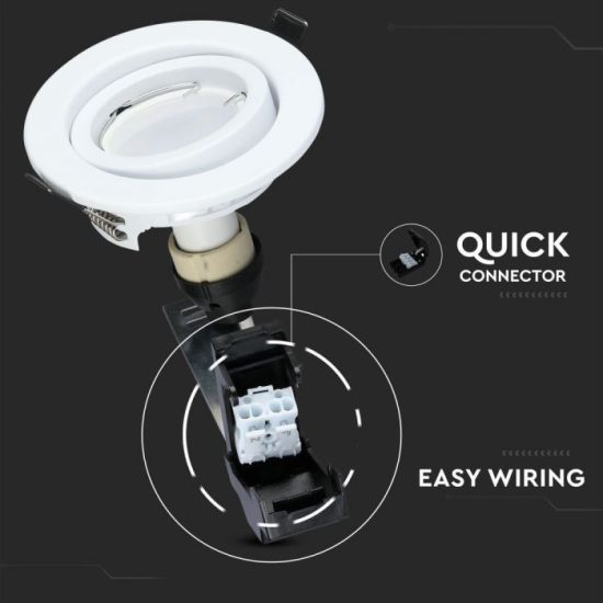 5W LED spotlámpa GU10 fehér keret és foglalat 4000K (3db/cs) - 8882 V-TAC