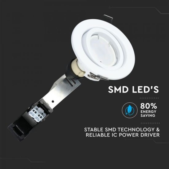 5W LED spotlámpa GU10 fehér keret és foglalat 6400K (3db/cs) - 8883 V-TAC