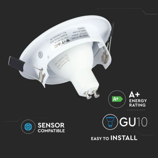 5W LED spotlámpa GU10 fehér keret és foglalat 6400K (3db/cs) - 8883 V-TAC