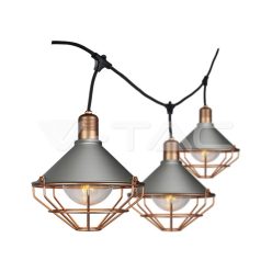   LED Fényfüzér 3 méter hosszú, elegáns hálós búrával, matt rózsaarany színű IP65