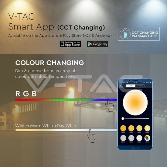 V-TAC 20W fekete LED Reflektor RGB + CCT/VT-5020/ 5985 