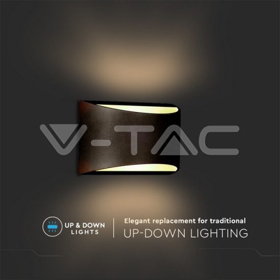 V-TAC 10W LED fel-le világító fali lámpa fekete 4000K IP54/VT-815/ 8684 