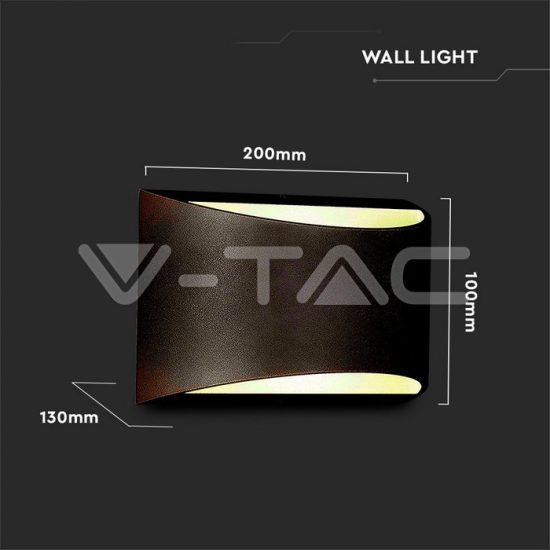 V-TAC 10W LED fel-le világító fali lámpa fekete 4000K IP54/VT-815/ 8684 